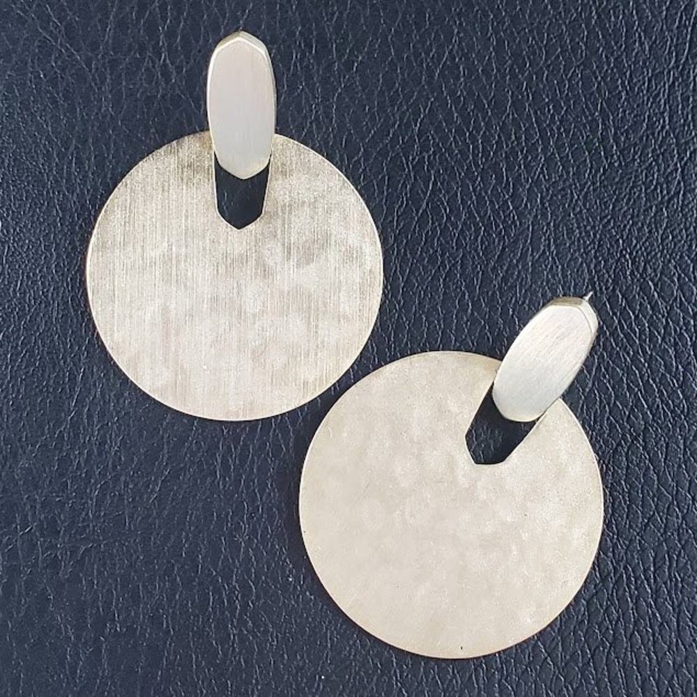 Kendra Scott Didi Brushed Gold Statement Disc Drop Earrings Designer Geometric